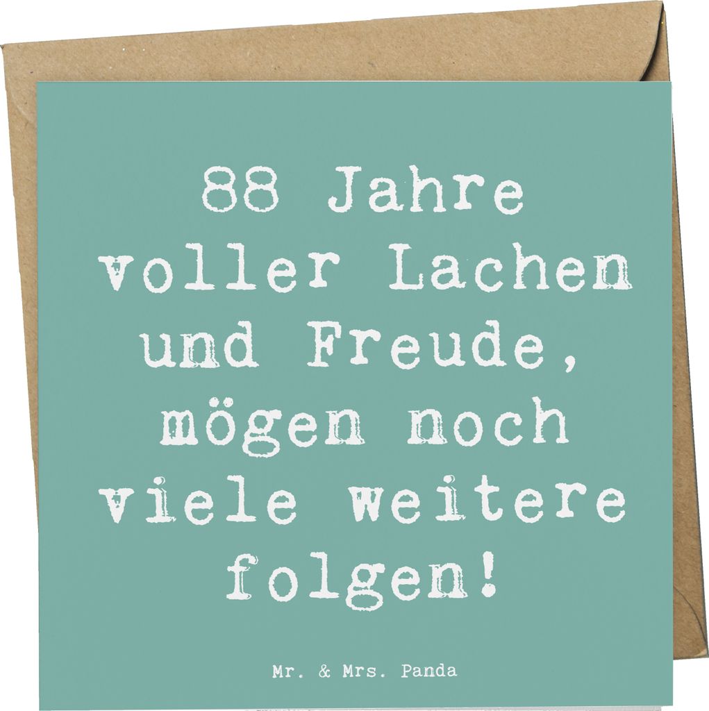 Mr. & Mrs. Panda Grußkarte Spruch 88. Geburtstag Freude - Meeresbrise - Geschenk, Happy Birthday, Glückwunschkarte, glückliche Jahre, anlasskart...