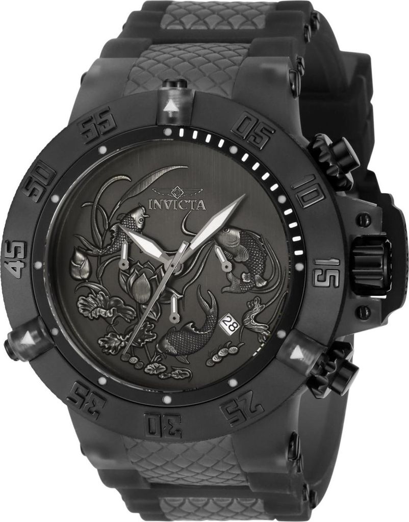 Invicta Subaqua 37040 Herren uhr - Wasserdicht - Analog - Quarzuhrwerk - Edelstahl mit schwarzen zifferblat - 50mm
