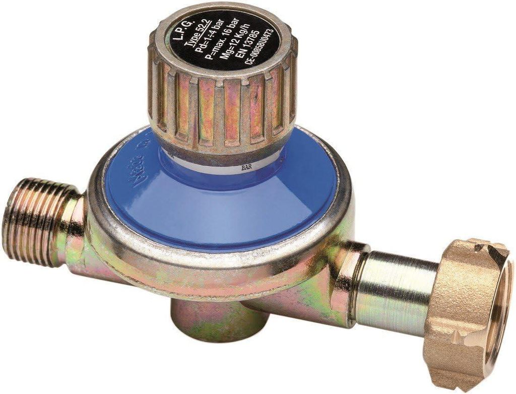 Kemper 170312 Profi-Hochdruckregler verstellbar 1–4 bar – W21.8 x 3/8" LH | Italy | Ideal für Dachdeckerbrenner