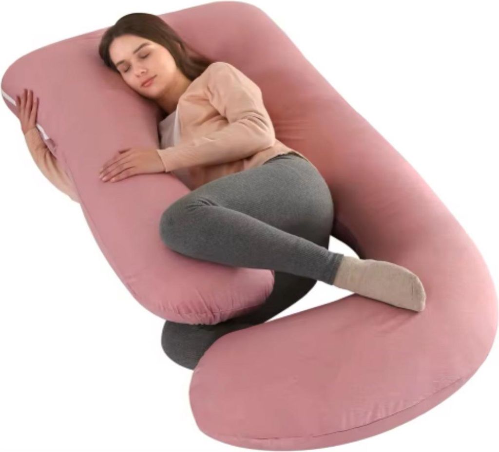 Schwangerschaftskissen Lavish – Kühlendes, ergonomisches Body Pillow – J-förmig – Seitenkissen – Stillkissen – Für Seitenlage – Rosa