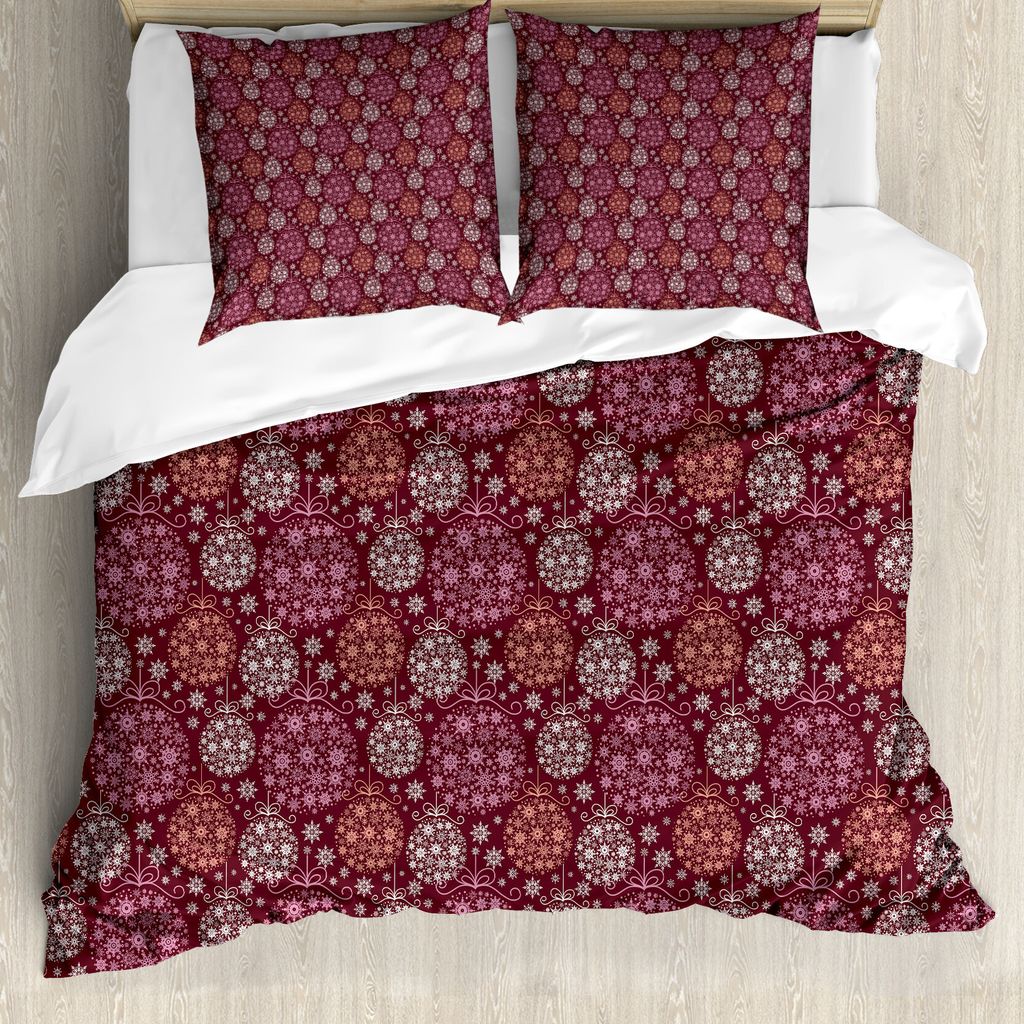 ABAKUHAUS Winter Bettbezug, Christbaumkugel, Milbensicher Allergiker geeignet mit Kissenbezügen, 200 cm x 200 cm - 80 x 80 cm, Blasse Orange Getro...