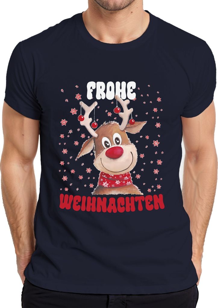 Frohe Weihnachten Süßes Reh Rentier - Weihnachten Xmas Christmas Herren T-Shirt, Navy, 3XL