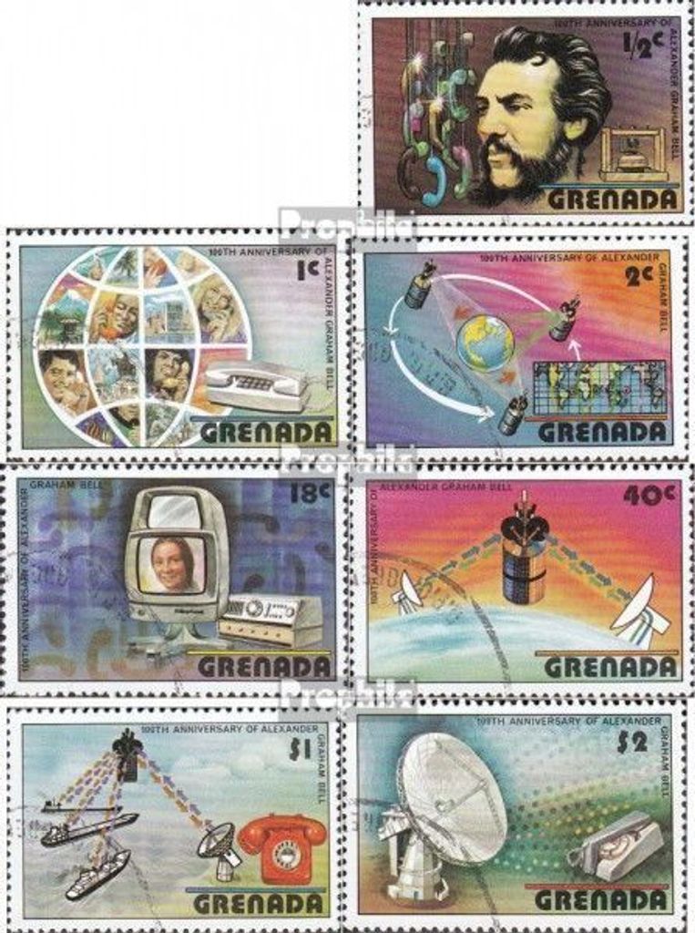 Briefmarken Grenada 1976 Mi 814-820 (kompl.Ausg.) gestempelt 100 Jahre Telefon