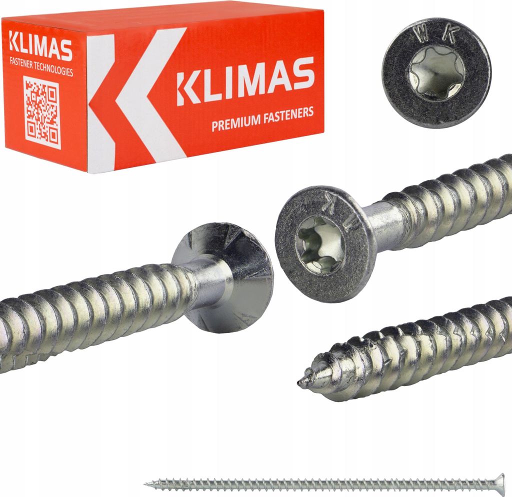 Klimas WKFS Konstruktionsschrauben Senkkopf Weiß 8x220 mm 50 Stk.