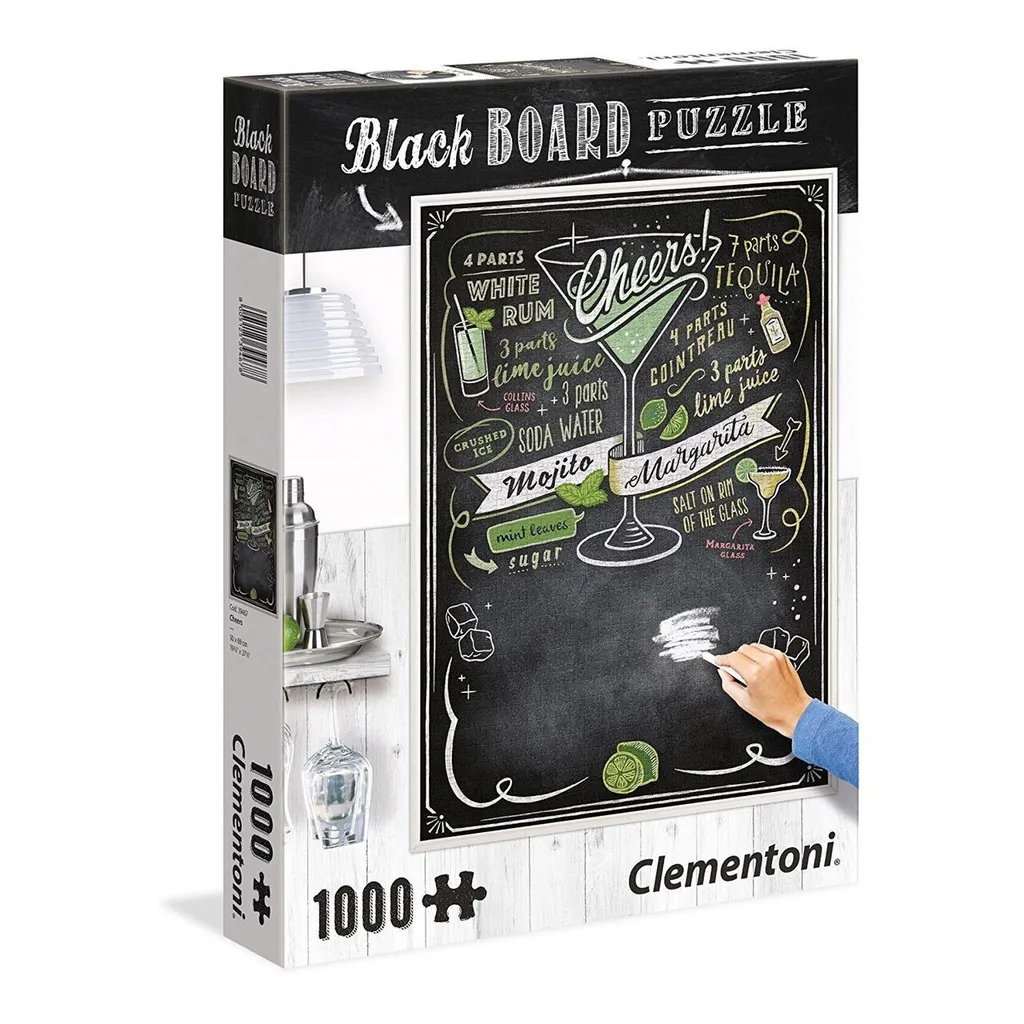 Clementoni Puzzle 1000 pièces Black Board Cheers - Tableau ardoise adulte
