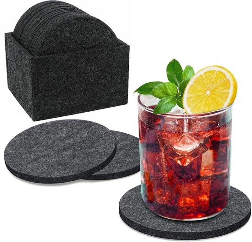 Sous-verres pour Boissons Gris Foncé - Protection Table et Bar - 8 Pcs