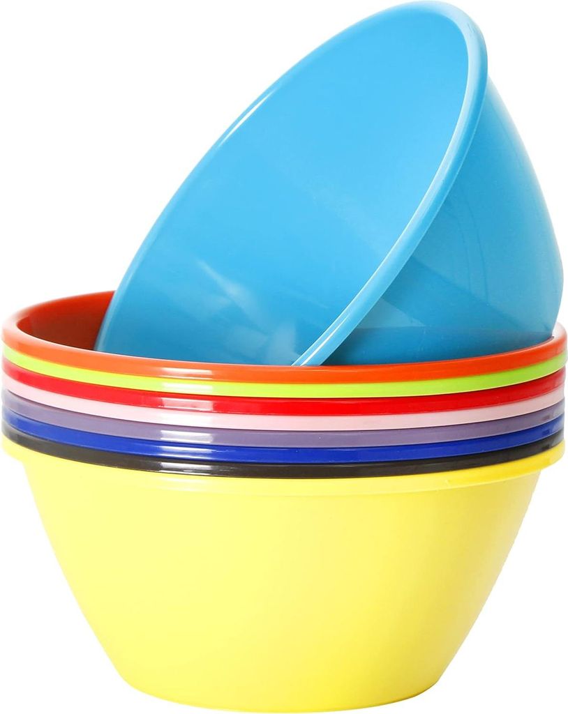 9" 88oz Kunststoff Misch- und Servierschalen - Popcornschalen Salatschalen Chips und Dip Servierschalen - Set von 9 (Regenbogen)