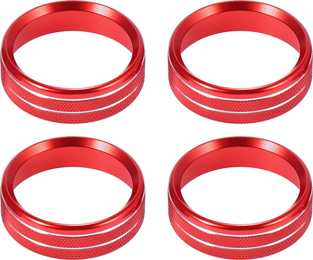 4 Stück Auto Klimaanlage Knopf Ring Abdeckungen Aluminiumlegierung Rot