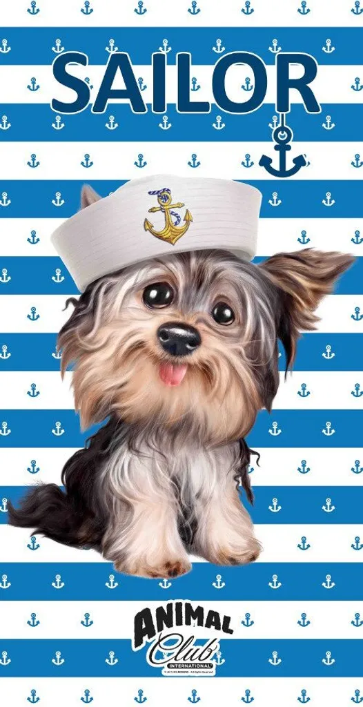 Cani - Asciugamano da bagno, Terrier sailor, 70x140 cm