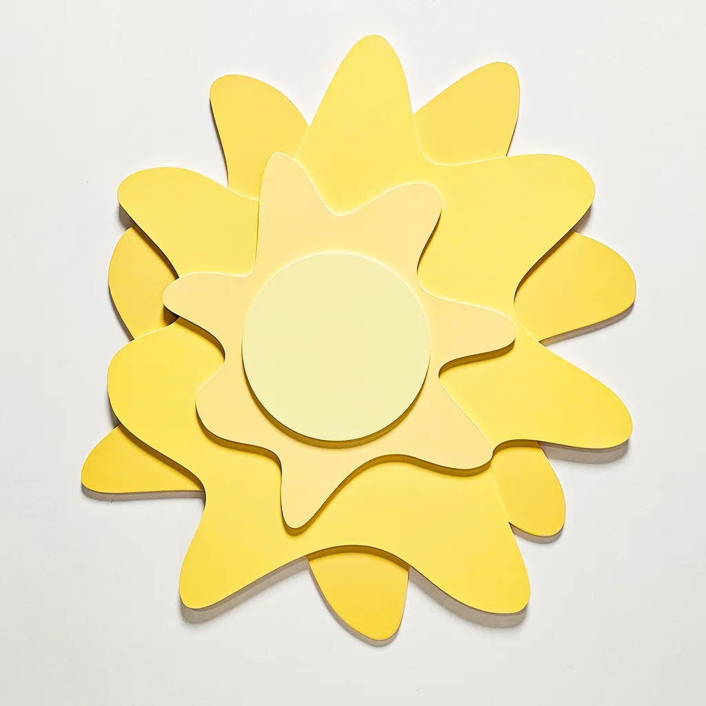 Sculpture Murale Soleil Jaune en MDF 3D KiddyMoon - Déco Ludique Enfant
