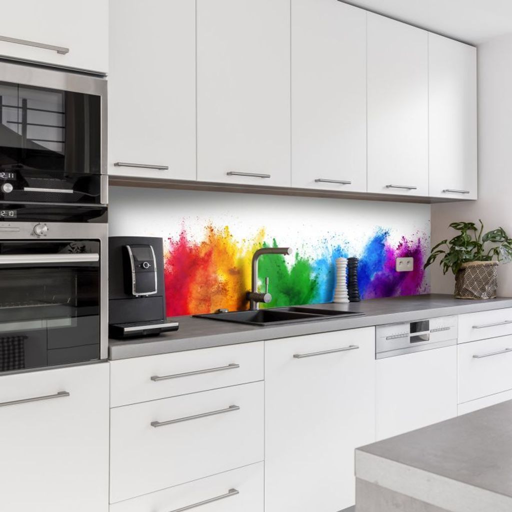 Dedeco Küchenrückwand Motiv: Abstrakt V4, 3mm Aluminium Alu-Platten als Spritzschutz Küchenwand Verbundplatte wasserfest, inkl. UV-Lack glänzen...