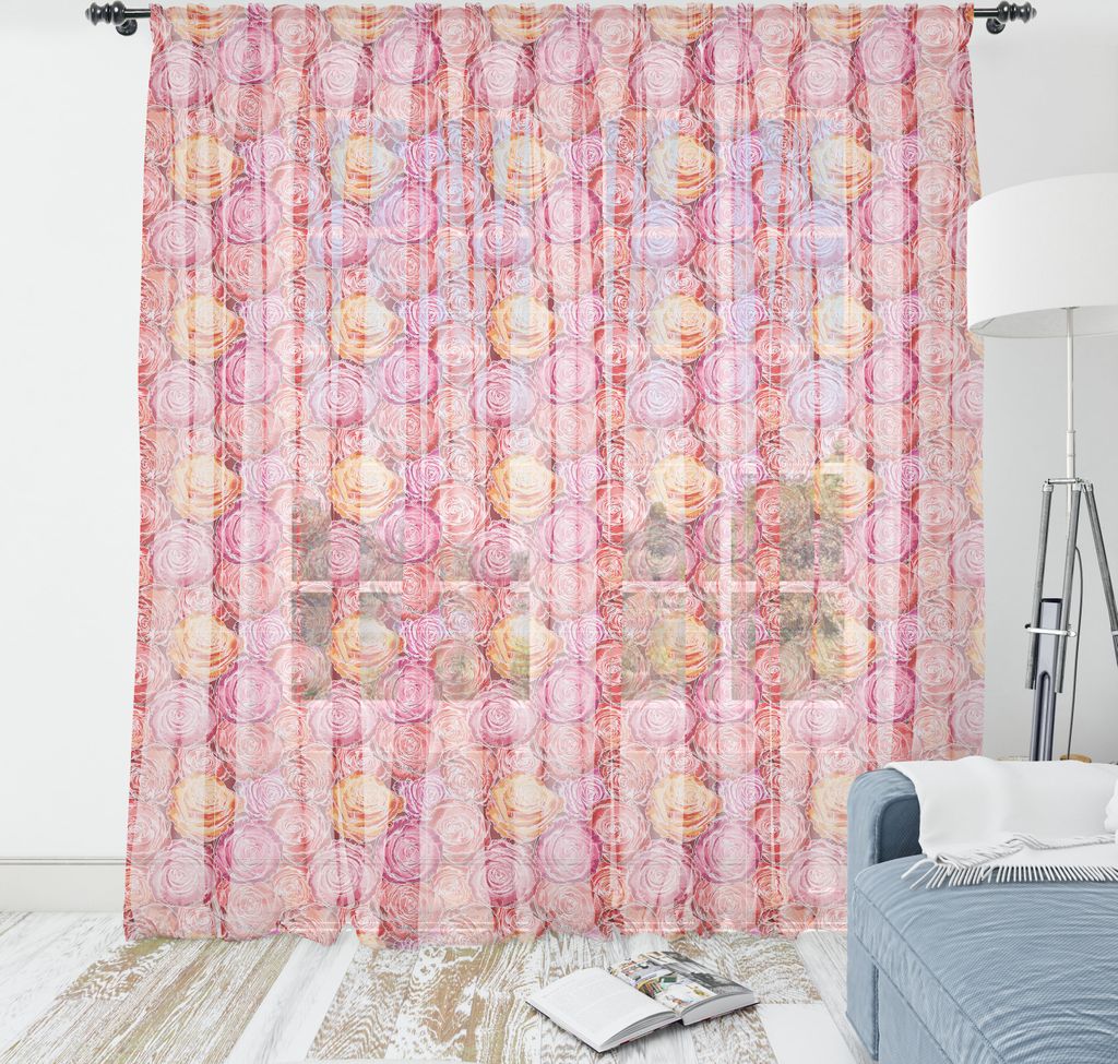 ABAKUHAUS Blumen Wandteppich, Dreamy Illustration von Hoch Detaillierte Romantische rosa Rosen-Garten-Kunst, Wohnzimmer Schlafzimmer seidiges Sati...