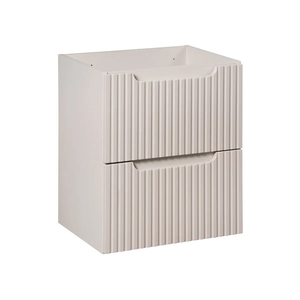 Badezimmerschrank 50 Cm, Kaschmir Matt, Schubladen Geriffelt, Mdf