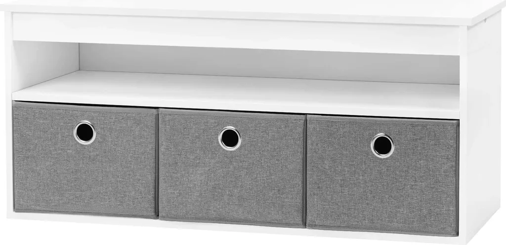 Meuble d'entrée banquette de rangement avec assise et 3 bacs amovibles