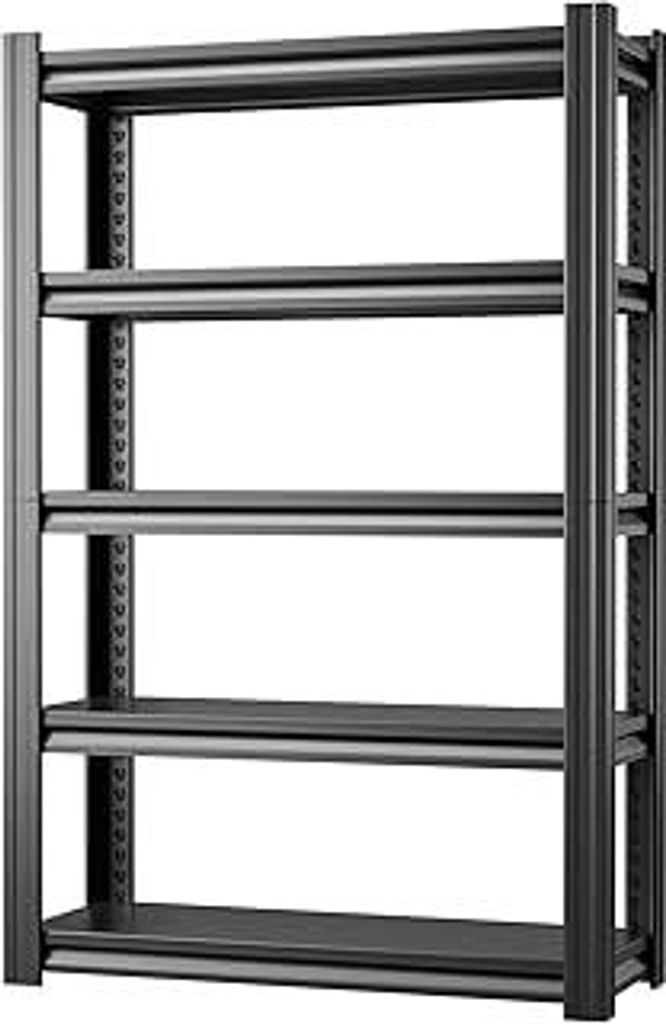 Schwerlastregal Metall 183x120x45 cm mit 5 Verstellbaren Metallböden | Lagerregal für Keller & Werkstatt | Tragkraft bis 1200 kg | Schwarz