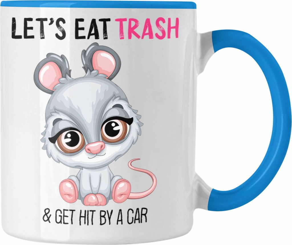 Trendation - Lets Get Hit By A Car Lustige Tasse Geschenk Tiere (Blau)