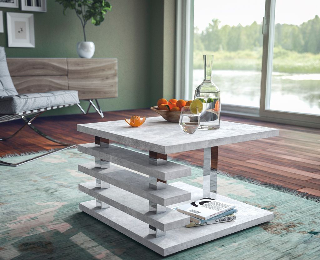 Design Couchtisch DC-2 Beton Betonoptik Tisch Wohnzimmertisch 60x60x40cm