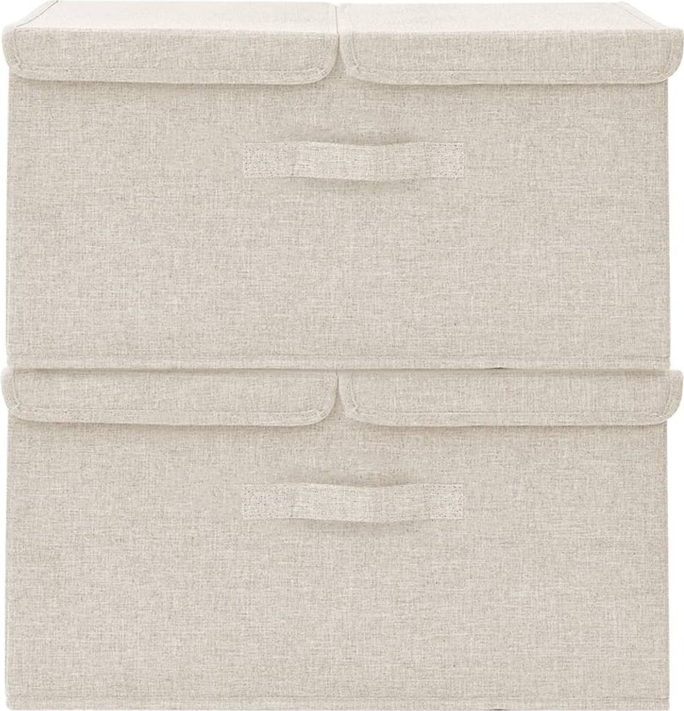 Cloris DesignMöbel Gartenboxen - Creme Aufbewahrungsboxen 2er-set Stoff 50x30x25cm Creme Schlichtes6790374