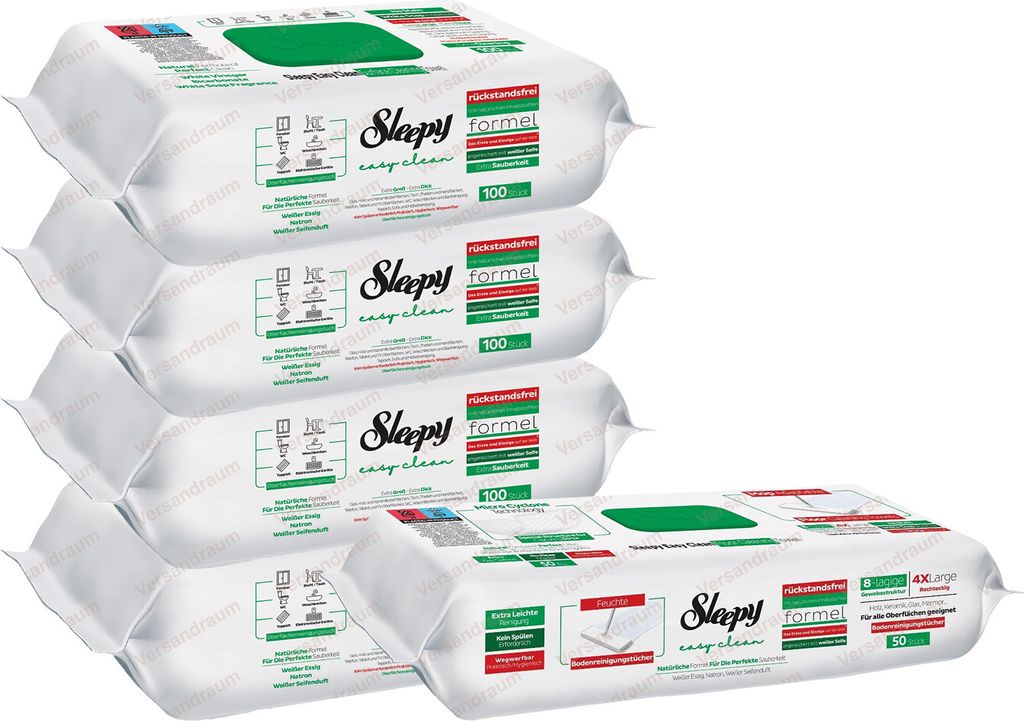 Sleepy Easy Clean Set 4xGrün Oberflächenreinigungstücher / 1xGrün Bodenreinigungstuch