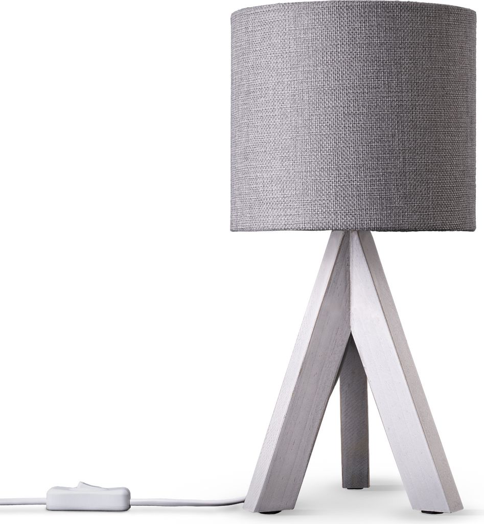 Tischleuchte Dreibein Nachttischlampe Stehlampe E27 Stoff Lampenschirm Uni