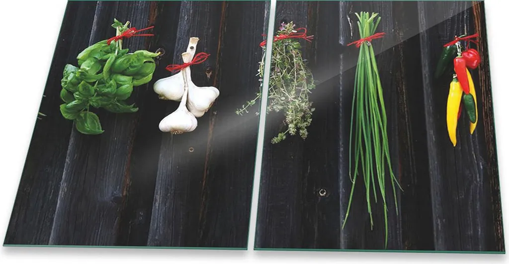 Offerta Coprifornelli Vetro 2 Pezzi 40x52 Erbe Colorate Paraspruzzi