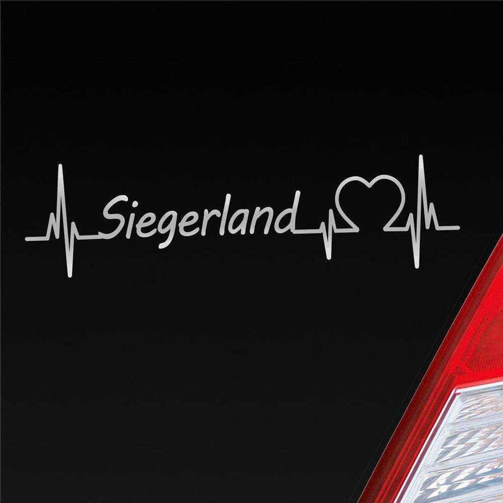 Auto Aufkleber Siegerland Puls Herzschlag mit Ferien Region Motiv 19x5 cm Silber Sticker Heckscheibenaufkleber