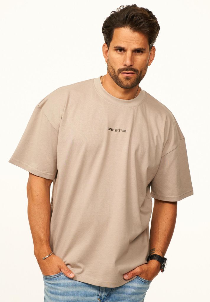 SOULSTAR Herren T-Shirt im Oversize Fit - Herren Kurzarm Shirt mit Rundhals-Ausschnitt Basic Oberteil Crew-Neck kurzärmlig aus 100% Baumwolle für...
