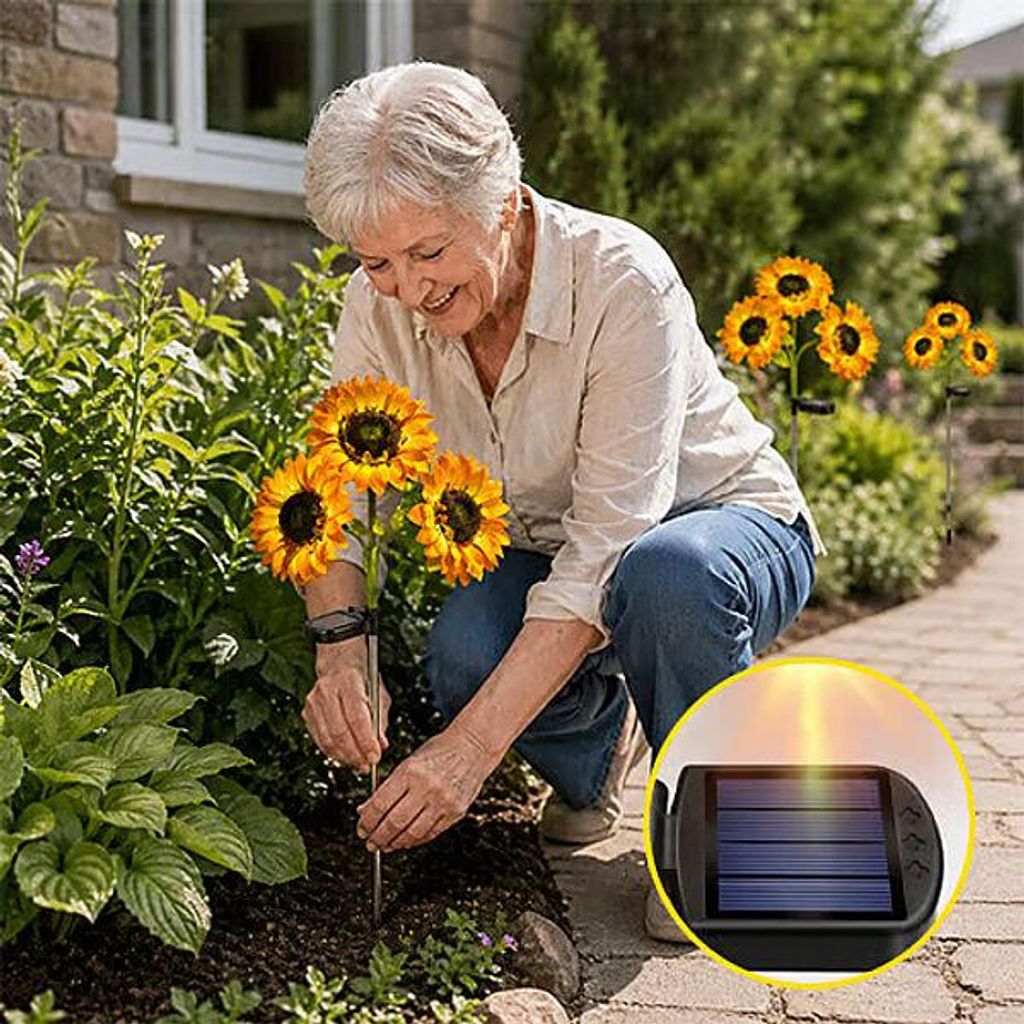 Solar Hängelampe Colorful Sunflower Glow Solar-Gartenlaterne – Bunte Lichtprojektion, IP65 Wetterfest – Hängend Oder Stehend – Geschenk-Tipp