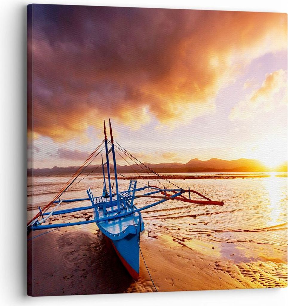 Bild auf Leinwand - Leinwandbild - Ufer Boot Strand - Produktbild 