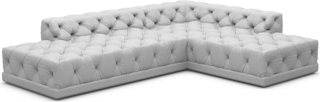 Echtleder L-Form Lounge Sofa Meliva Hellgrau Rechts