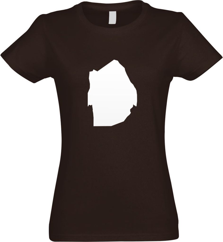 Kiwistar - T-Shirt tailliert - Damen - Chocolate - Swasiland Umriss Kontur - mit Motiv Bedruckt - Funshirt Design - Sport - Freizeit - Damen - XL