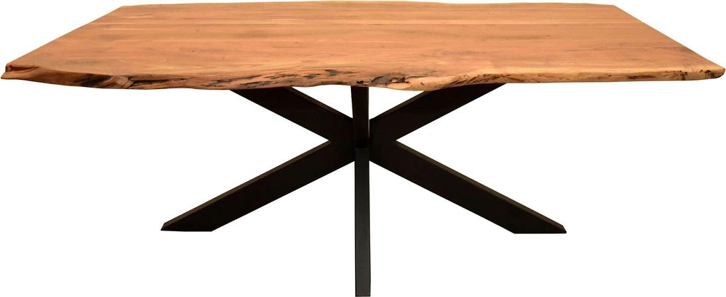 Baumkantentisch Catania - 200 x 100 cm - Akazienholz - Gestell Kreuz-Form