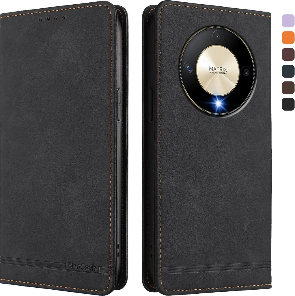 KANVOOS Cover per Honor Magic 6 Lite 5G, Custodia a Libro in Pelle PU con Silicone TPU, Antiurto Flip Portafoglio (Blu