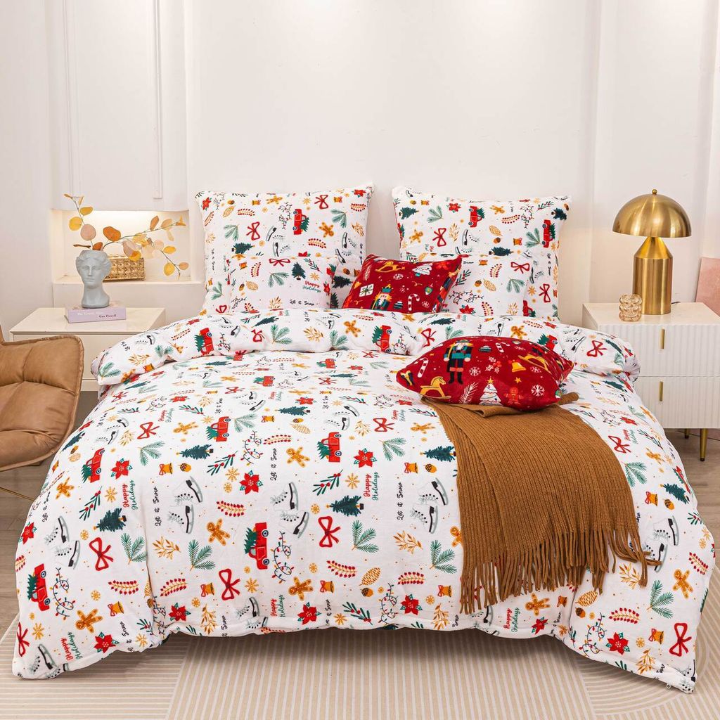 Festliche Bettwäsche 140x200 Fleece Fleece dick warm Winter Teddybär