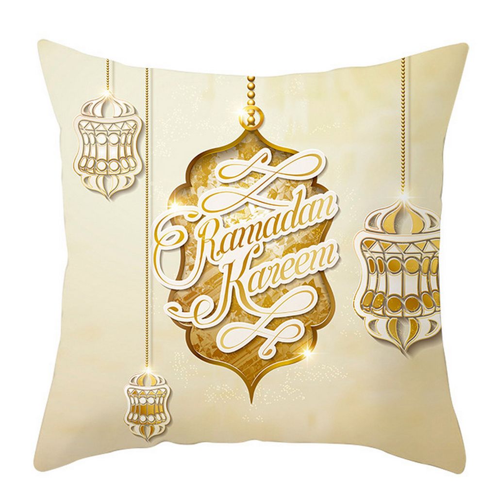 45 x 45 cm Kissenbezug versteckte Reißverschlussquadratform Wechselbilder Goldene Mondschloss gedrucktes Sofa Kissen Cover Festival Dekoration-D