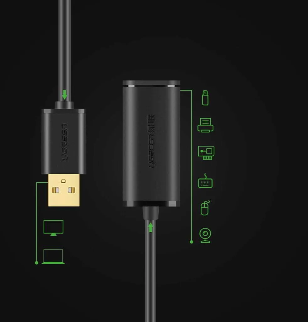 Rallonge USB 15m pour Webcam et Imprimante UGREEN US121 Câble Actif - 8