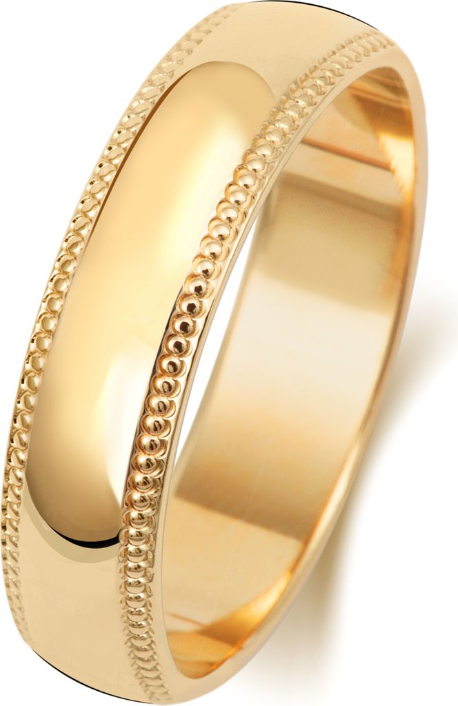 9 Karat (375) Gold 5mm D-Form Milgrain Herren/Damen - Trauring/Ehering/Hochzeitsring, 68 (21.6); TRS188049KYRSY