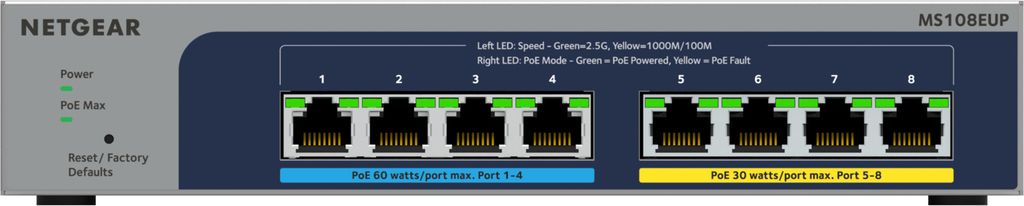 Netgear Plus MS108EUP - Switch - managed - 4 x 100/1000/2.5G (PoE++)