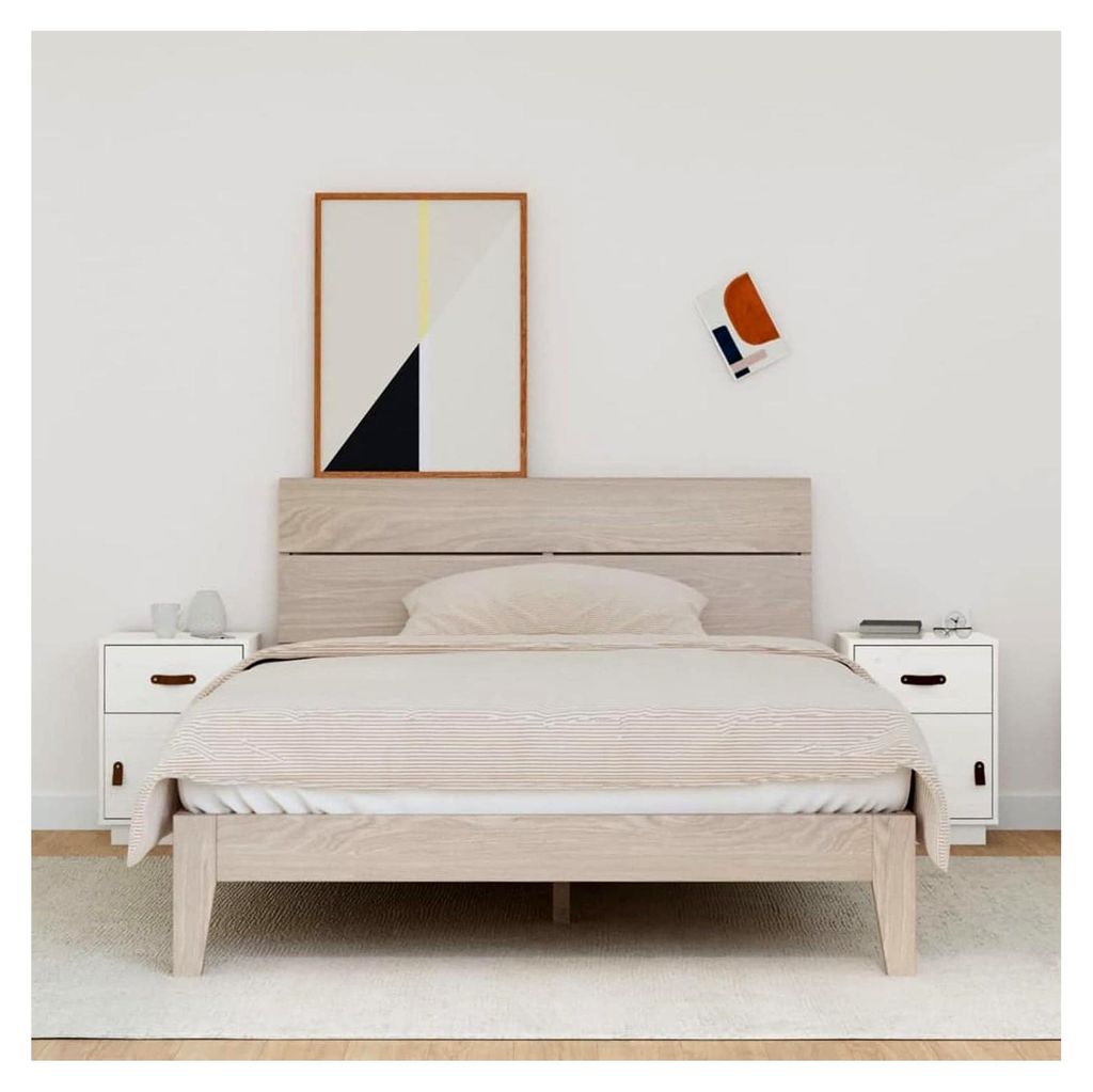Weiße Nachttische 2 Stück 40 x 34 x 55 cm aus massivem Kiefernholz für das Schlafzimmer