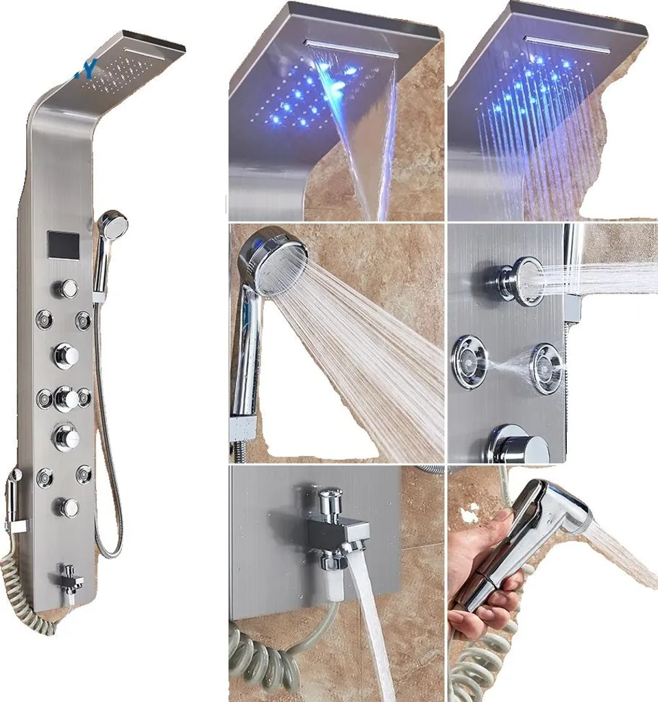 Mitigeur douche inox robuste fonction pluie nickel 8009 haute qualité