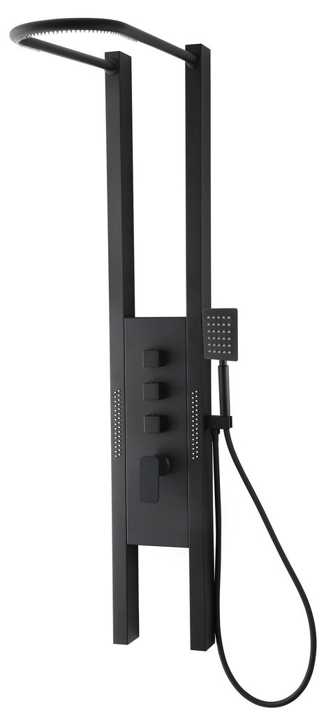 Badplaats Colonna Doccia Caspian 145 x 26 cm - Nero - Set Immagine del prodotto 