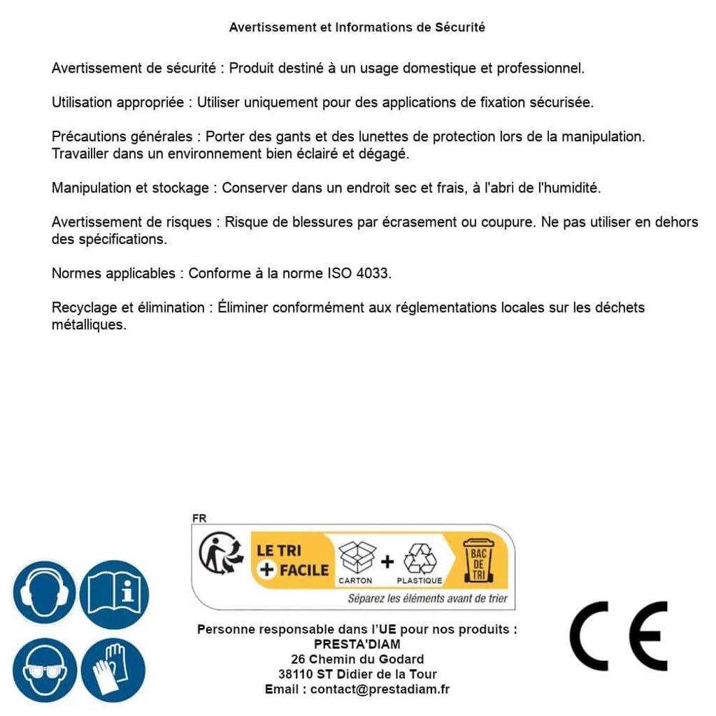 Évitez l'Arrachement avec l'Écrou Hexagonal Haut M5 D-Work 1000 Pcs