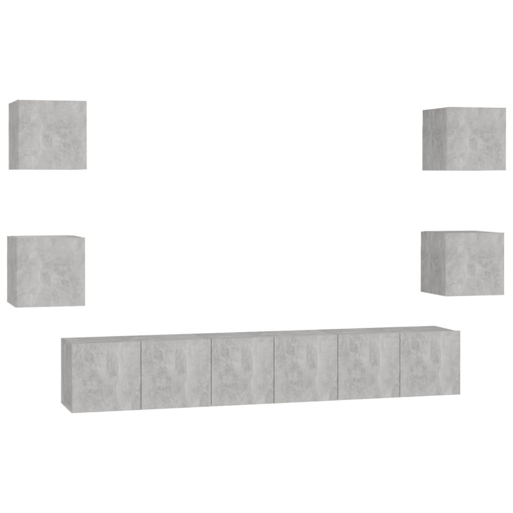 "Winter Sale"7-tlg. TV-Schrank-Set Betongrau Holzwerkstoff - TV-Schränke - clorisNeu4709147