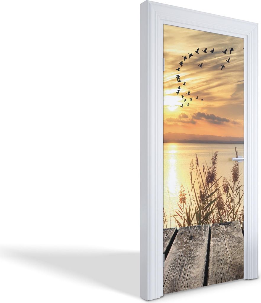 Türfolien Design Selbstklebende Wandsticker Türtapeten - Sonnenuntergang am See - 85 x 205 cm