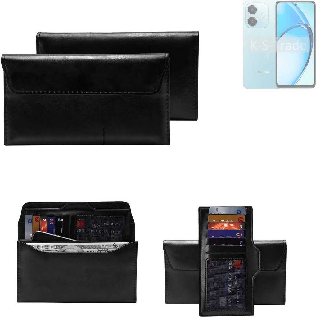 K-S-Trade Handy Hülle kompatibel mit Oppo A20 Schutz Hülle Tasche Schutz Case Handytasche Kunstleder schwarz, 1x