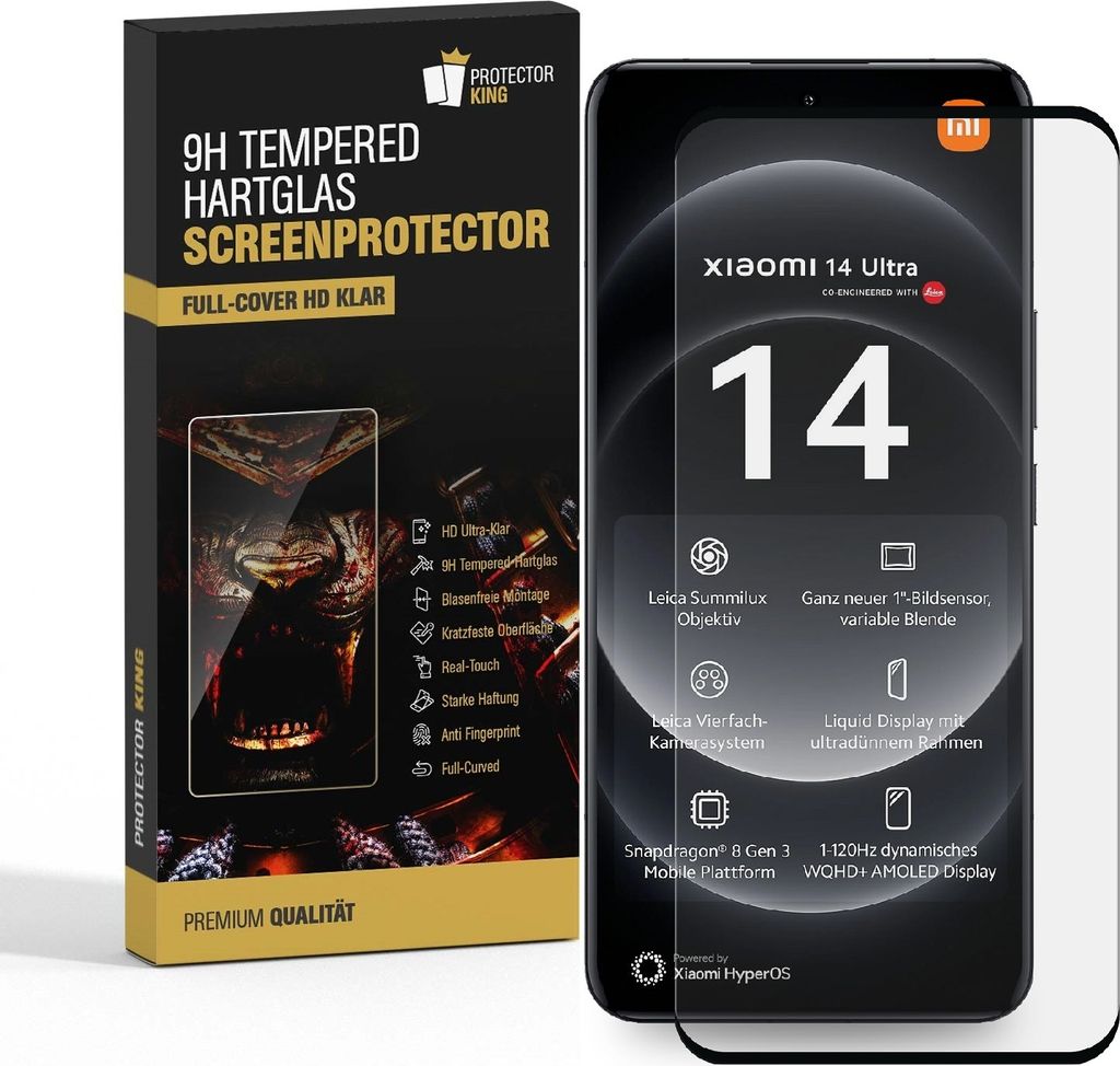 3x 9H Panzerhartglas für Xiaomi 14 Ultra FULL CURVED echtes Produktbild 1