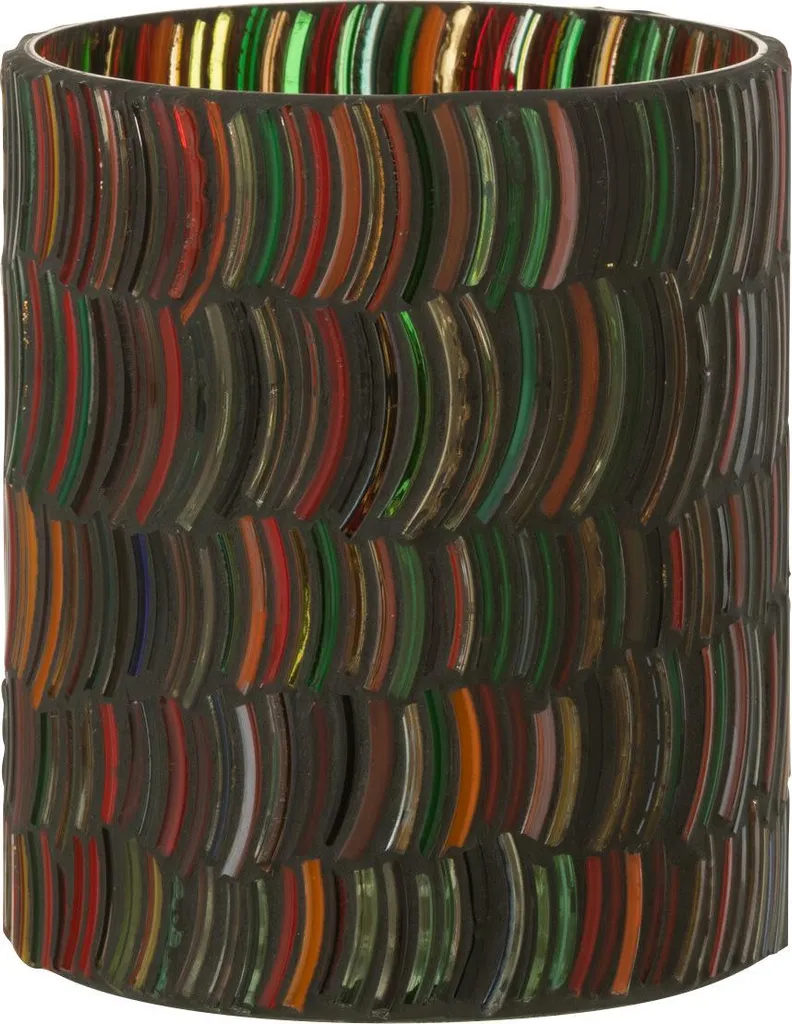 Photophore Mosaïque en Verre J-Line - Bougeoir Décoratif Moyen Ø 10cm