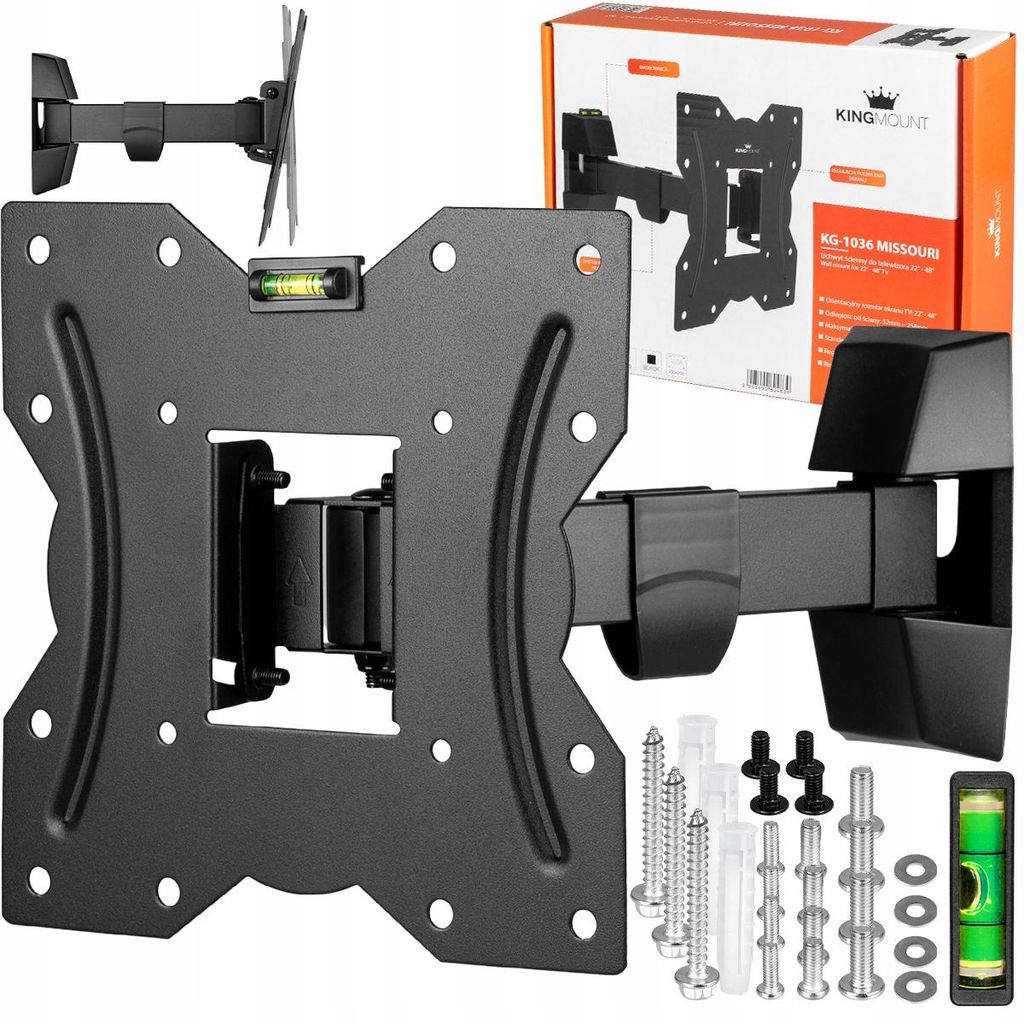 King Mount TV Wandhalterung KG-1036 Missouri | 15" - 48" | Vesa 100x100 - 200x200 | 20 kg | Schwarz