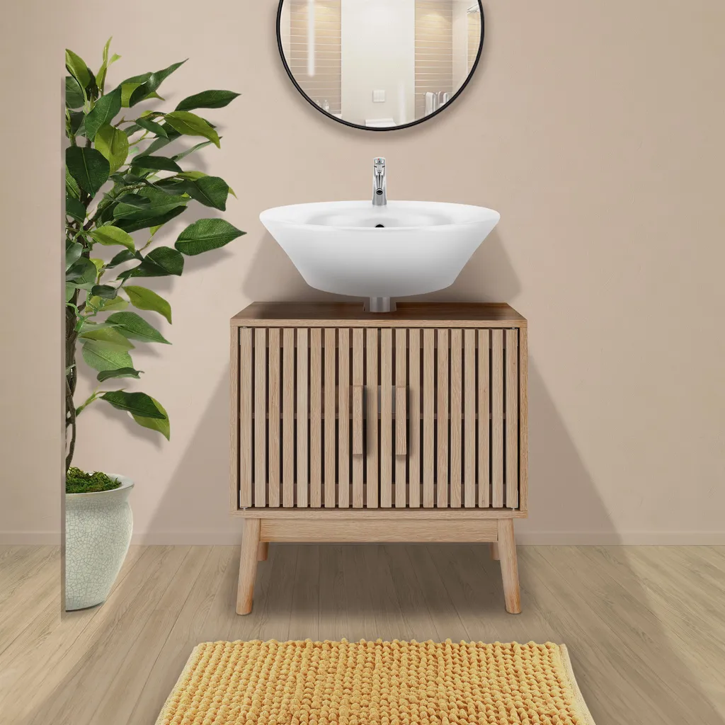Meuble Sous Vasque Klaus Suspendu en Chêne Clair avec Tiroirs Soft-Close