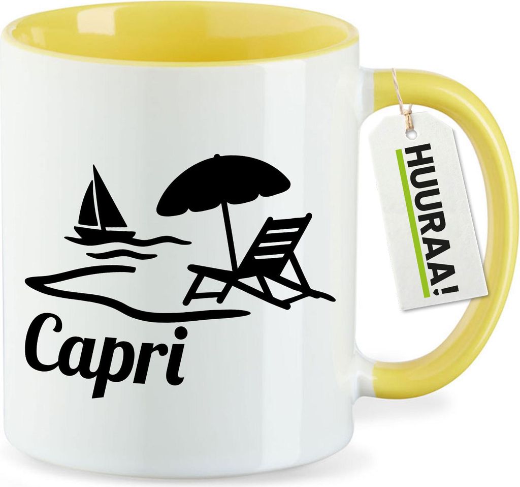 Huuraa Kaffeetasse Capri Italien 330ml Gelb Keramik Kaffeebecher Geschenkidee